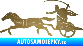 Samolepka Sparťanský bojovník 001 levá bojový vůz s koněm škrábaný kov zlatý