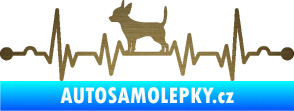 Samolepka Srdeční tep 006 levá čivava škrábaný kov zlatý