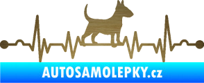 Samolepka Srdeční tep 008 pravá pes bulteriér škrábaný kov zlatý