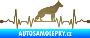 Samolepka Srdeční tep 014 pravá německý ovčák škrábaný kov zlatý