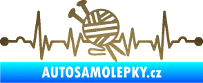 Samolepka Srdeční tep 016 pravá pletení škrábaný kov zlatý
