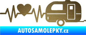 Samolepka Srdeční tep 030 pravá kempování škrábaný kov zlatý