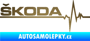 Samolepka Srdeční tep 034 levá Škoda škrábaný kov zlatý