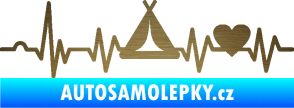 Samolepka Srdeční tep 039 pravá kempování škrábaný kov zlatý