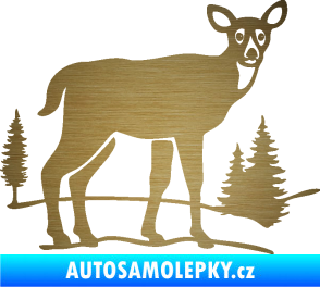Samolepka Srna 002 pravá s krajinou škrábaný kov zlatý