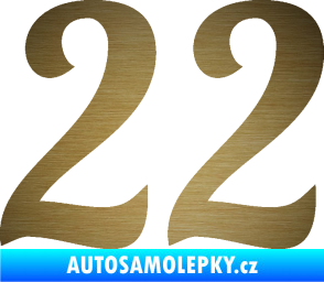 Samolepka Startovní číslo 22 typ 3 škrábaný kov zlatý