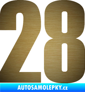 Samolepka Startovní číslo 28 typ 2    škrábaný kov zlatý