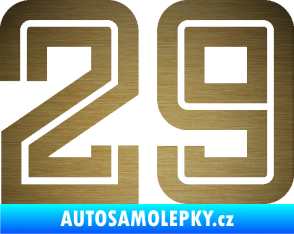 Samolepka Startovní číslo 29 typ 7 škrábaný kov zlatý