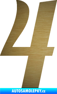 Samolepka Startovní číslo 4 typ 3 škrábaný kov zlatý