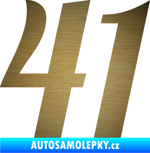 Samolepka Startovní číslo 41 typ 3 škrábaný kov zlatý