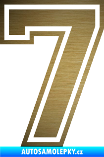 Samolepka Startovní číslo 7 typ 4 škrábaný kov zlatý