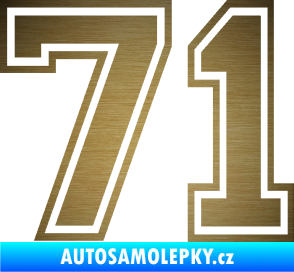Samolepka Startovní číslo 71 typ 4 škrábaný kov zlatý
