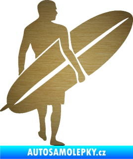 Samolepka Surfař 004 pravá škrábaný kov zlatý