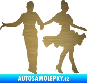 Samolepka Tanec 002 levá latinskoamerický tanec pár škrábaný kov zlatý