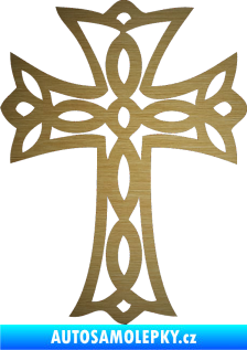 Samolepka Tetování 191 kříž škrábaný kov zlatý