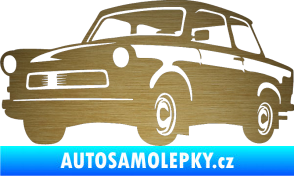 Samolepka Trabant karikatura levá škrábaný kov zlatý