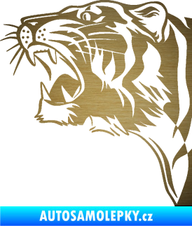 Samolepka Tygr 002 levá škrábaný kov zlatý