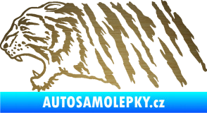 Samolepka Tygr 004 levá škrábaný kov zlatý
