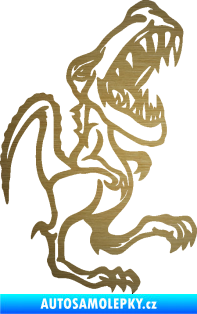 Samolepka Tyrannosaurus rex 002 pravá  škrábaný kov zlatý