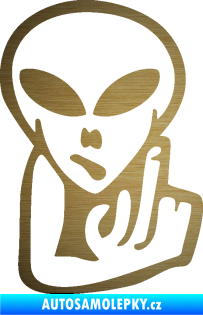 Samolepka UFO 008 pravá škrábaný kov zlatý