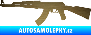 Samolepka Útočná puška AK 47 levá škrábaný kov zlatý