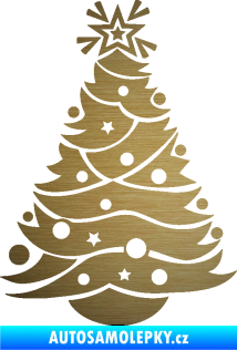 Samolepka Vánoční stromeček 002 škrábaný kov zlatý