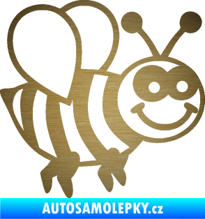 Samolepka Včela 003 pravá happy škrábaný kov zlatý