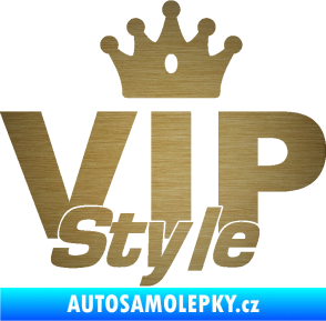 Samolepka VIP styl nápis s korunkou škrábaný kov zlatý