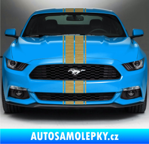 Samolepka Viper pruhy dvojité 1,5 cm + 9 cm + 9 cm + 1,5 cm škrábaný kov zlatý