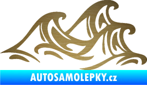 Samolepka Vlny 005 pravá moře škrábaný kov zlatý