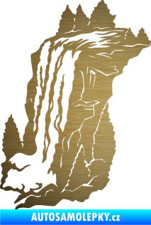 Samolepka Vodopád levá krajina škrábaný kov zlatý