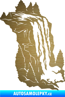 Samolepka Vodopád pravá krajina škrábaný kov zlatý