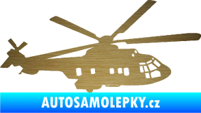 Samolepka Vrtulník 003 pravá helikoptéra škrábaný kov zlatý