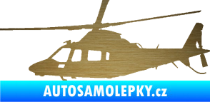 Samolepka Vrtulník 004 levá helikoptéra škrábaný kov zlatý