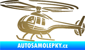 Samolepka Vrtulník 012 levá helikoptéra škrábaný kov zlatý