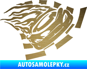 Samolepka Závodní auto 004 pravá škrábaný kov zlatý