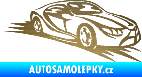 Samolepka Závodní auto 007 pravá škrábaný kov zlatý