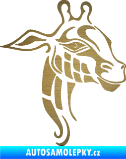 Samolepka Žirafa 003 pravá škrábaný kov zlatý