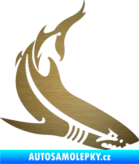 Samolepka Žralok 005 pravá škrábaný kov zlatý