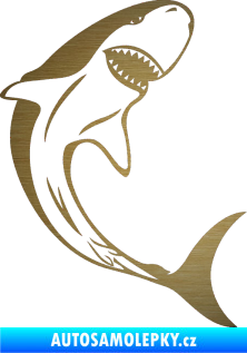 Samolepka Žralok 010 pravá škrábaný kov zlatý