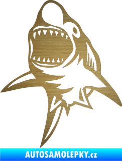 Samolepka Žralok 011 levá škrábaný kov zlatý
