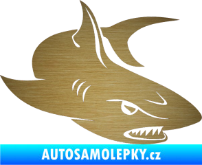 Samolepka Žralok 012 pravá škrábaný kov zlatý