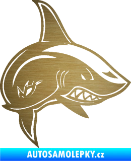 Samolepka Žralok 013 pravá škrábaný kov zlatý