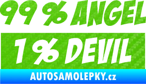 Samolepka 99% Angel, 1% Devil 3D karbon zelený kawasaki