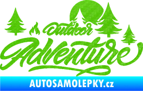 Samolepka Adventure outdoor nápis les,hory a táborák 3D karbon zelený kawasaki
