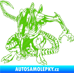 Samolepka Alien 002 levá 3D karbon zelený kawasaki