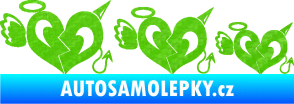 Samolepka Angel devil family 002 rodinka v autě 3D karbon zelený kawasaki