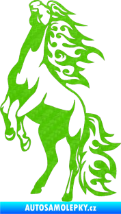 Samolepka Animal flames 013 levá kůň 3D karbon zelený kawasaki