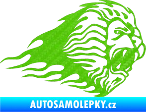 Samolepka Animal flames 014 pravá lev 3D karbon zelený kawasaki