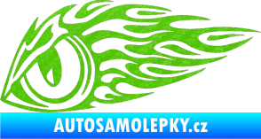 Samolepka Animal flames 016 levá zvířecí oko 3D karbon zelený kawasaki